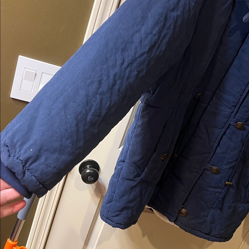 Navy Blue Women's Hooded Jacket ELETER - Picture 2 of 14